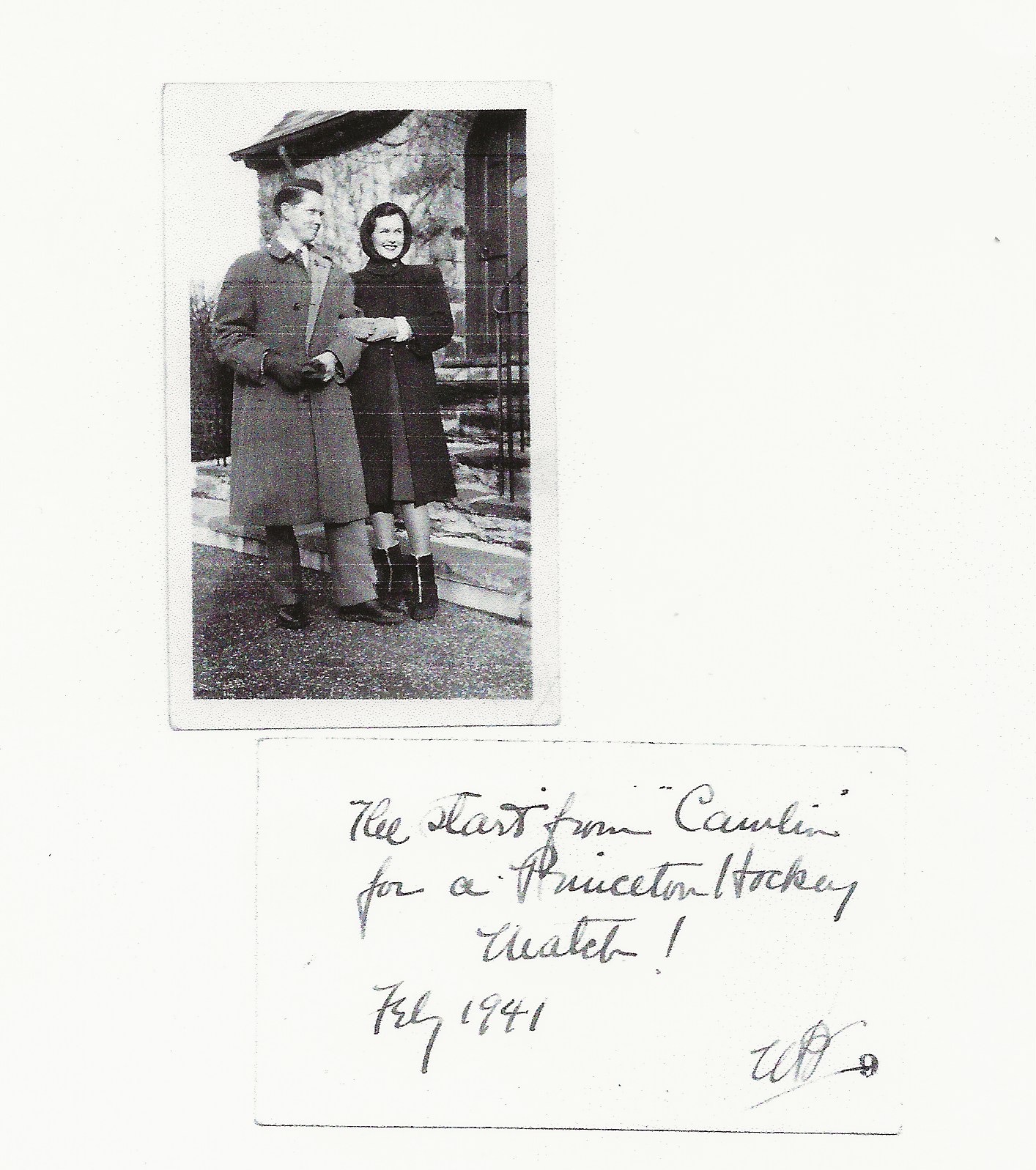 Barbara Greene on the way to a “Princeton Hockey Match! Feb. 1941.”  Family photo.