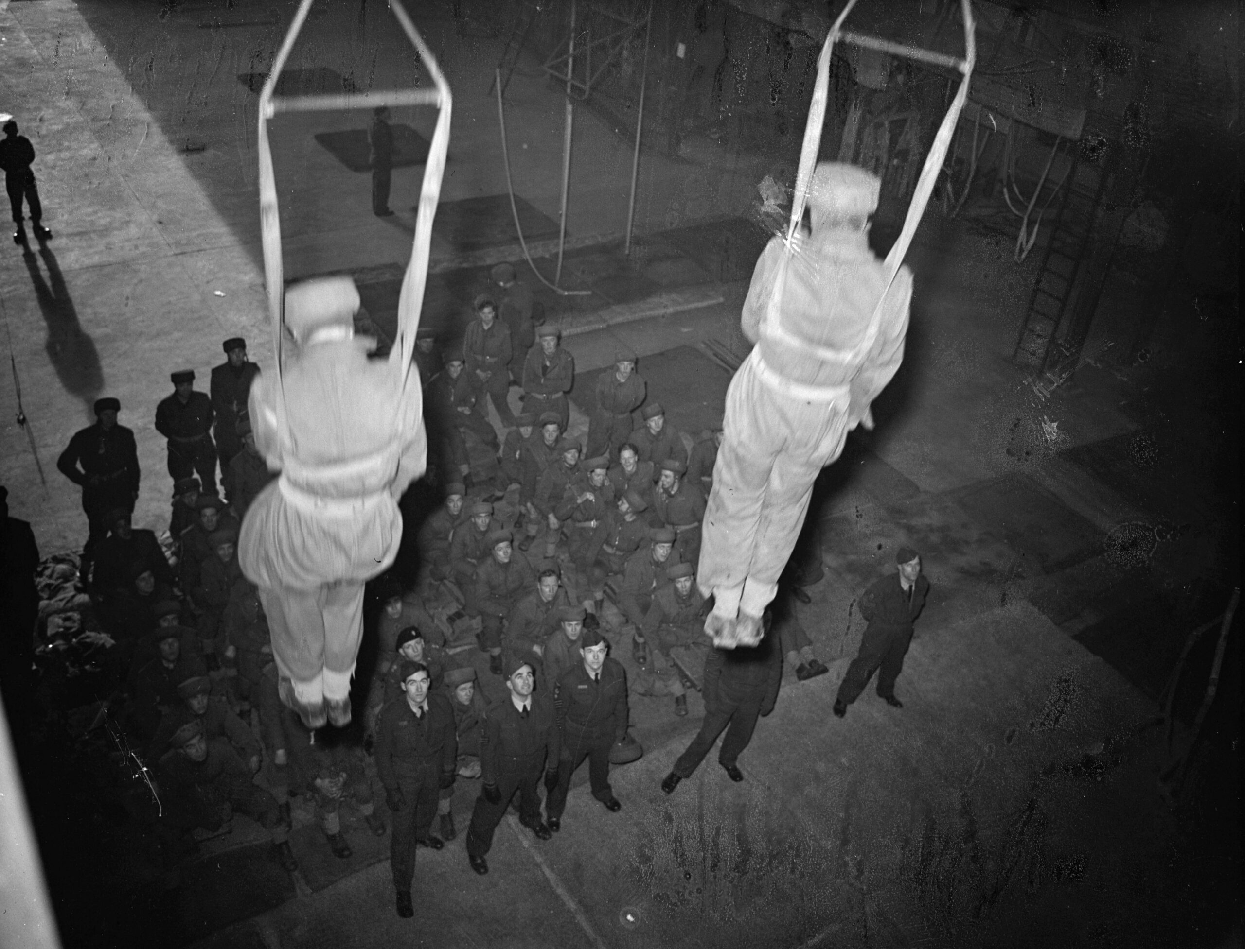 Training British Paratroops at a school in Northwest England (Ringway). Smith Archive/Alamy Stock Photo.
