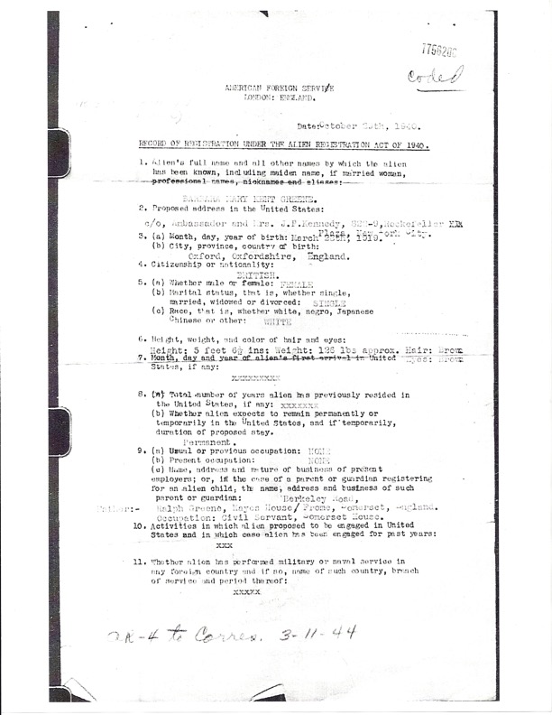 Record of Registration under the Alien Registration Act of 1940 Courtesy of NARA