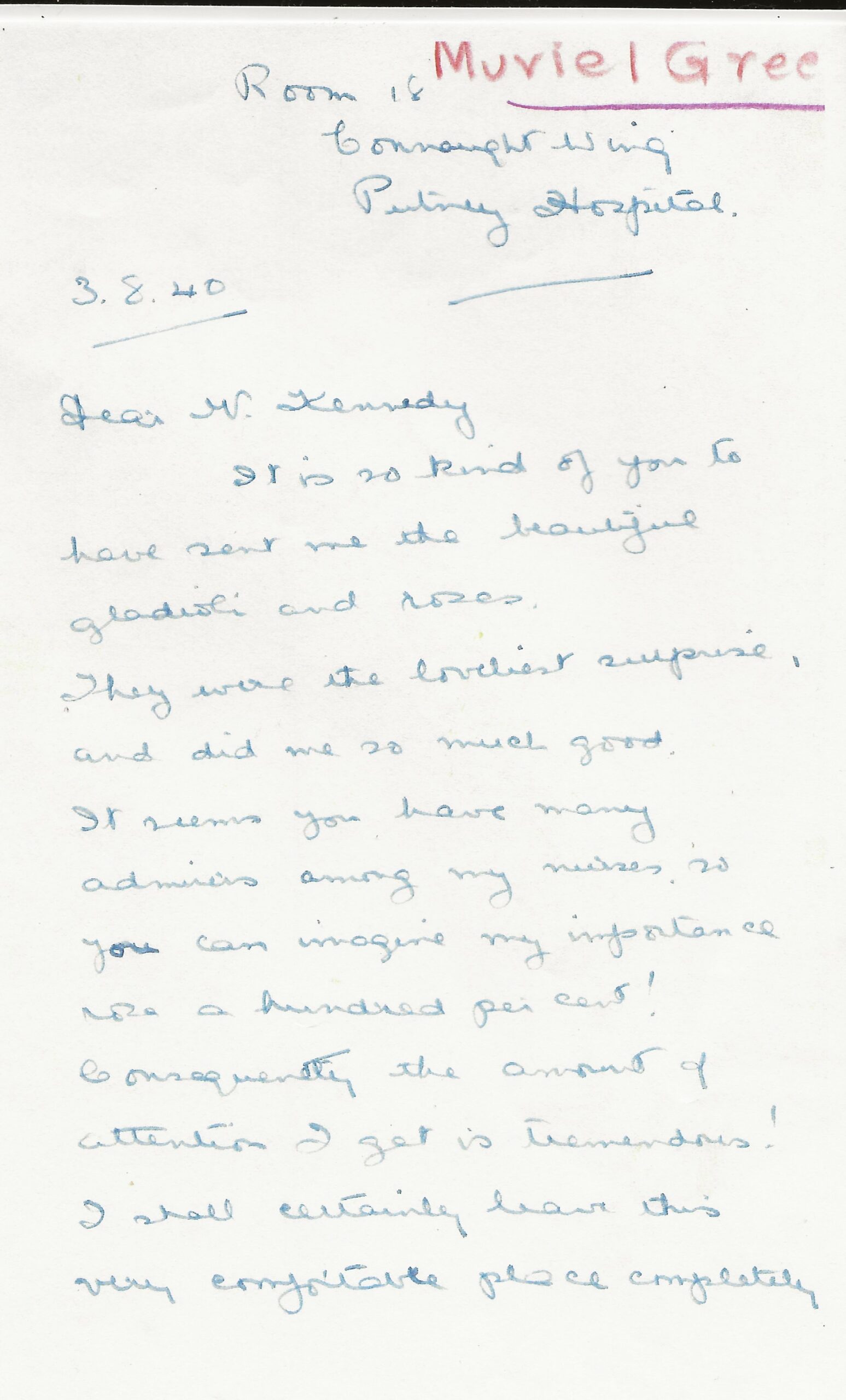 Letter from Muriel Green to Ambassador Kennedy Permission fro Stephen Plotkin, John F. Kennedy Library.